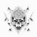 cracked skull missing jawbone  tattoo design idea