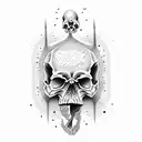 cracked skull missing jawbone  tattoo design idea