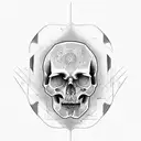 cracked skull missing jawbone  tattoo design idea