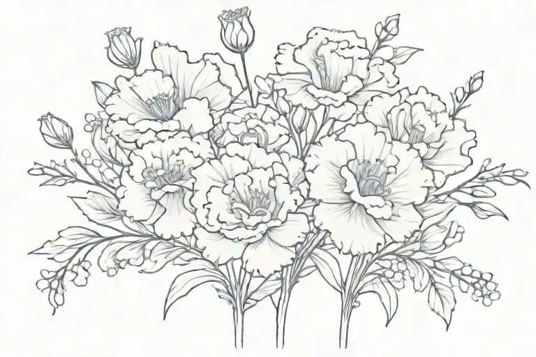 carnations and baby's breath tattoo design idea