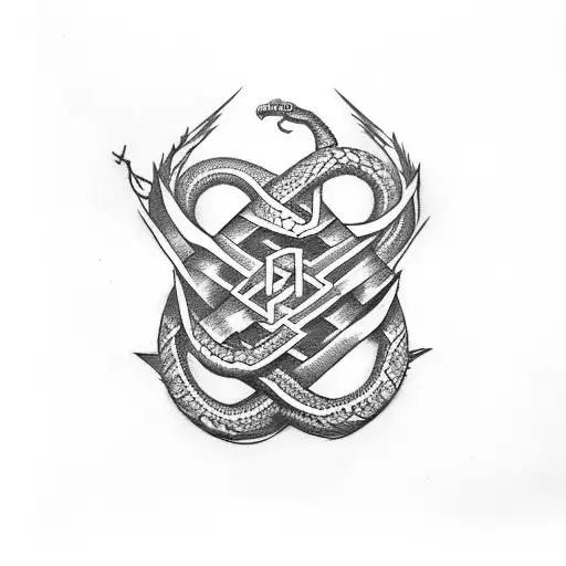 anarchy symbol With Snake tattoo design idea