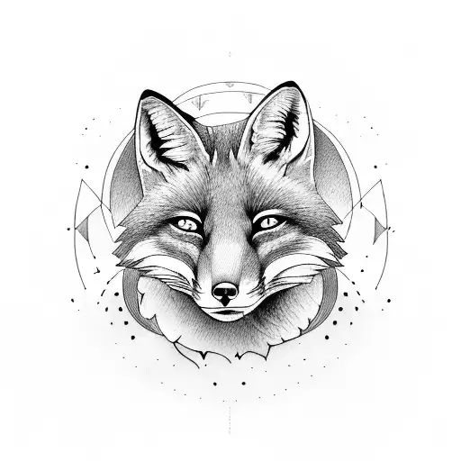 fox sleeping forest tattoo design idea