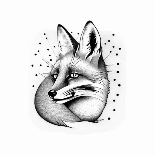 fox sleeping  tattoo design idea