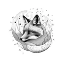 fox sleeping forest tattoo design idea