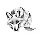 fox sleeping forest tattoo design idea