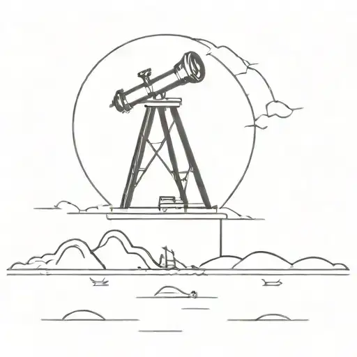 harbour with telescope tattoo design idea