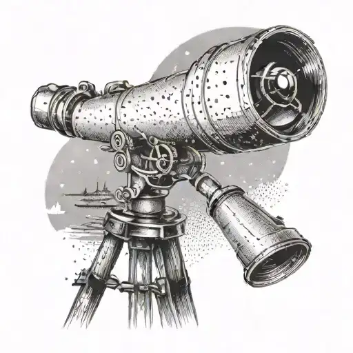 telescope pointing towards harbour tattoo design idea