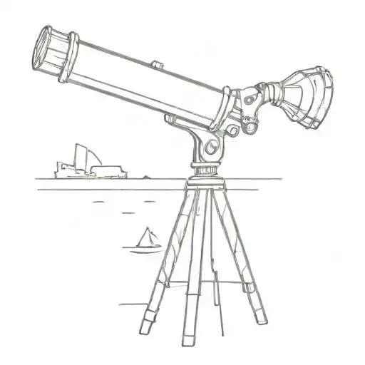 telescope pointing towards harbour tattoo design idea