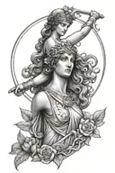 athena greek goddess, aphrodite goddess of love tattoo design idea