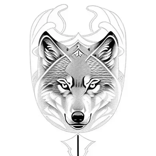 sword, cross, wolf, phillipians 4:13 tattoo design idea