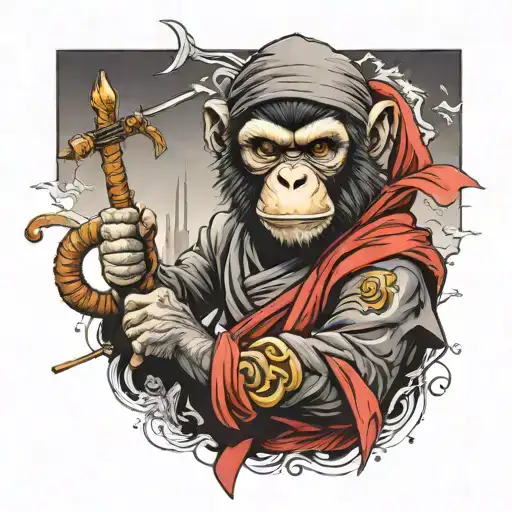 monkey dressed as a ninja  tattoo tattoo design idea