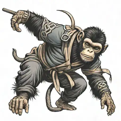 monkey dressed as a ninja themed tattoo tattoo design idea