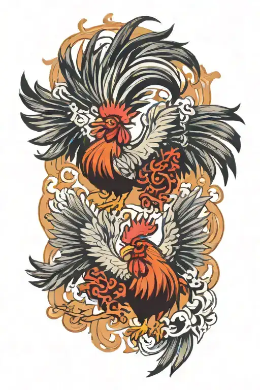 fighting roosters tattoo design idea