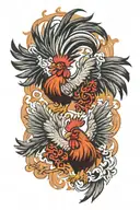 fighting roosters tattoo design idea