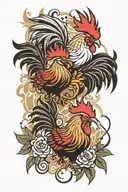 fighting roosters tattoo design idea