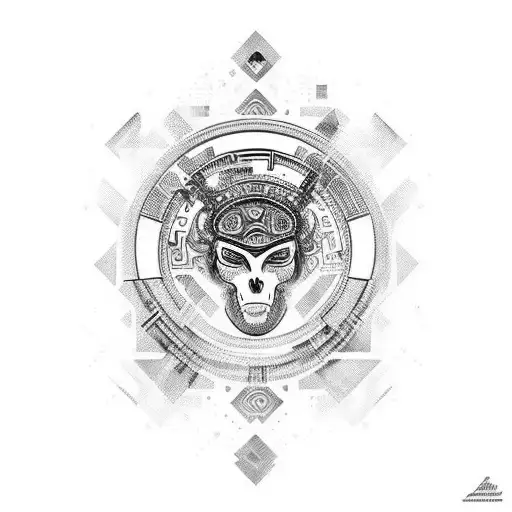 design that writes ART TECH FUSION and that combines in background art with technoly and romanian symbols and folclore tattoo design idea