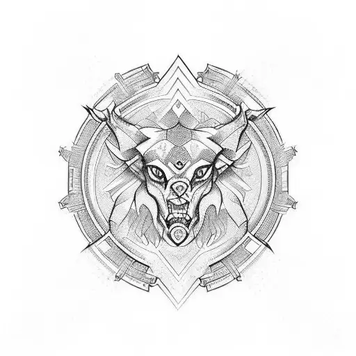 create a design with the title art tech fusion and that merges art with technoly and romanian symbols and folclore tattoo design idea