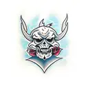 devil with roses and lightning tattoo design idea