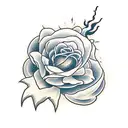devil with roses and lightning tattoo design idea