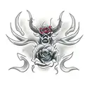 devil with roses and lightning tattoo design idea
