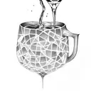 goblet pouring wine with grungy geometric lines tattoo design idea
