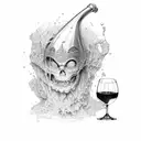 goblet pouring wine with grungy geometric lines tattoo design idea