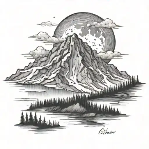 mount rainier sky line tattoo design idea