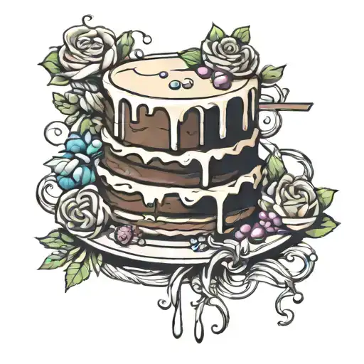 cake meal tattoo design idea