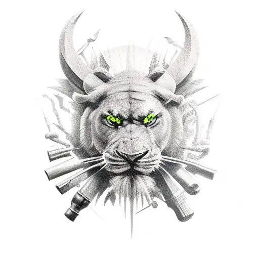 collage of weapons from video games and movies tattoo design idea