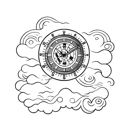 sand watch water tattoo design idea