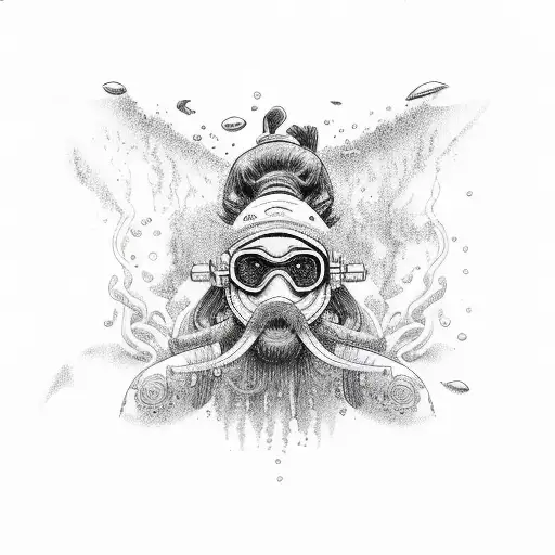 underwater hippie style  tattoo design idea