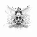 underwater hippie style  tattoo design idea