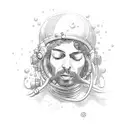 underwater hippie style  tattoo design idea