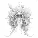 underwater hippie style  tattoo design idea