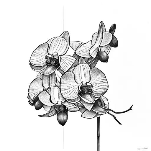 orchid minimalist tattoo design idea