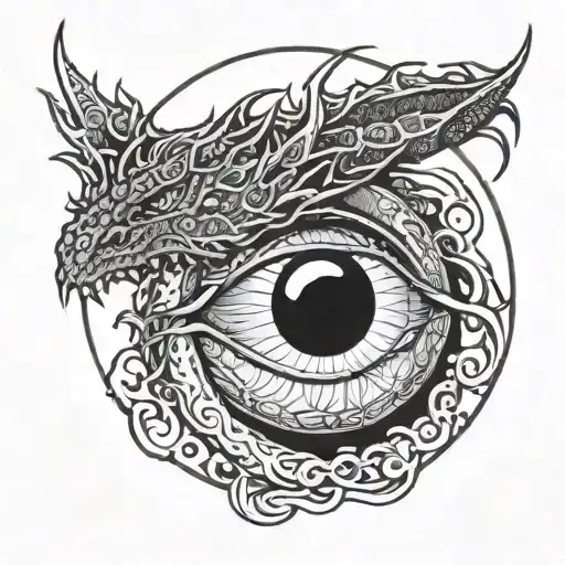 dragon eye and moon tattoo design idea