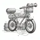 Create a tattoo that combines elements of HAM radio equipment with a tourer bike to represent the client's passion for both hobbies tattoo design idea