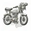 Create a tattoo that combines elements of HAM radio equipment with a tourer bike to represent the client's passion for both hobbies tattoo design idea