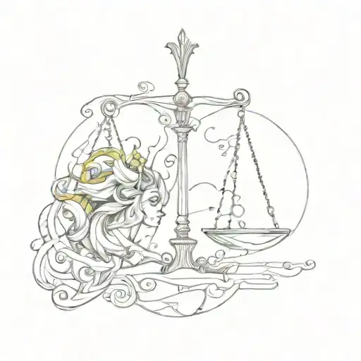 libra pisces combination tattoo design idea