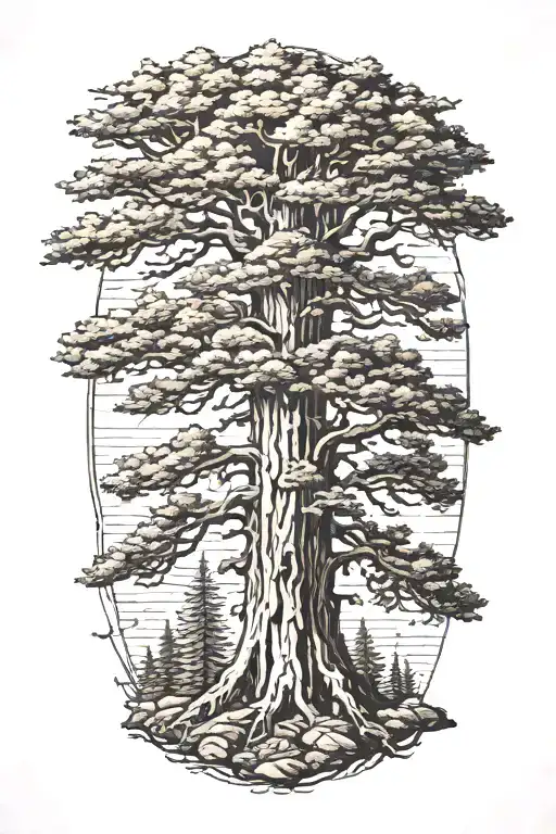 One  Redwood tree tattoo design idea
