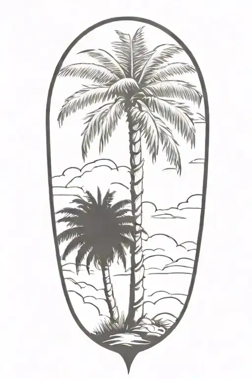 lone palm tree tattoo design idea