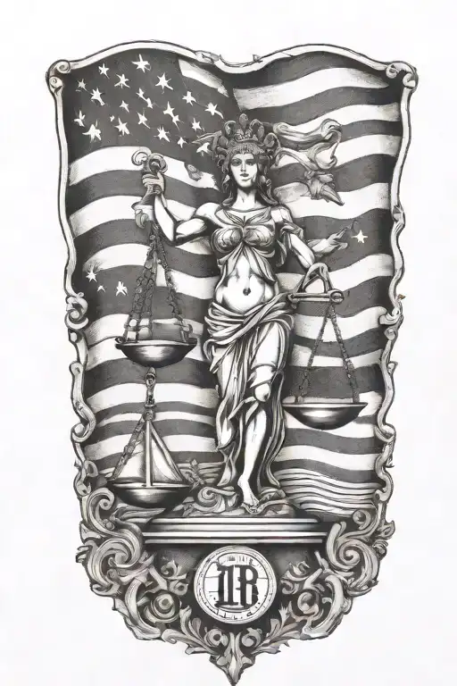Libra with american flag  tattoo design idea