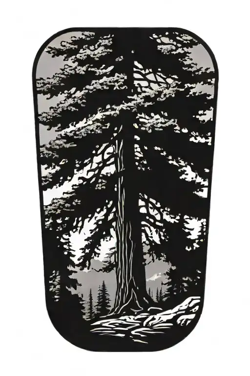 One  Redwood tree tattoo design idea