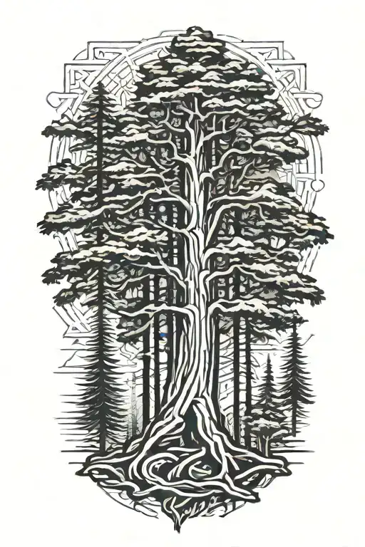 One  Redwood tree tattoo design idea