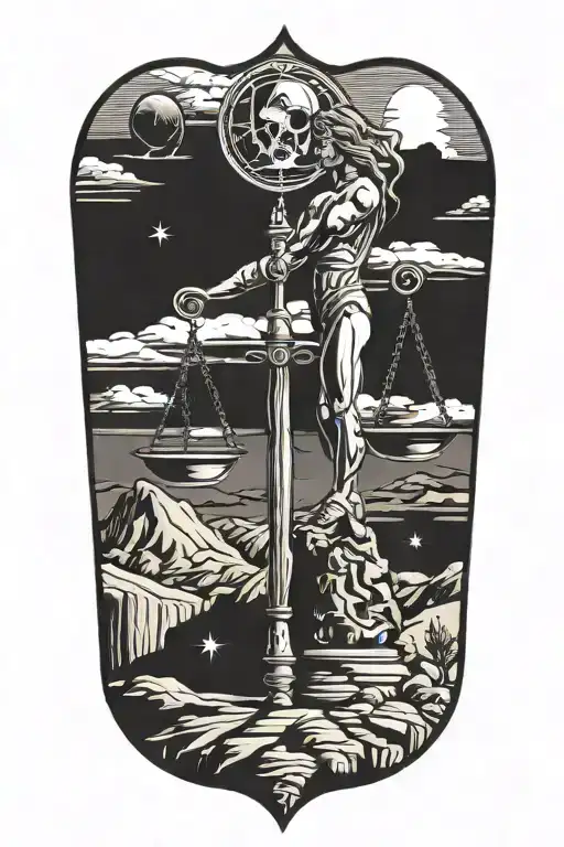 libra zodiac with desert background  tattoo design idea