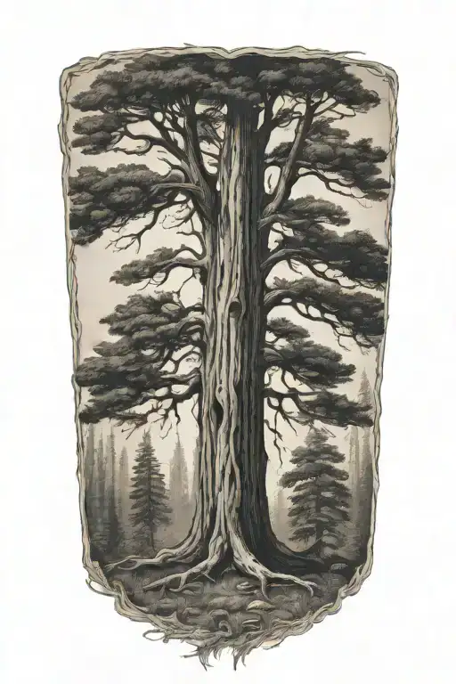 One  Redwood tree tattoo design idea