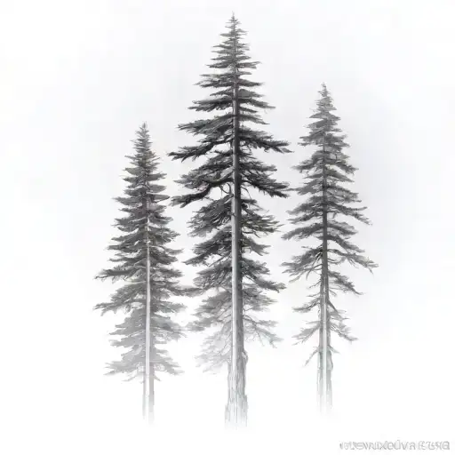 3 redwood trees showing their roots, representing a father and his 2 children and his love for them tattoo design idea