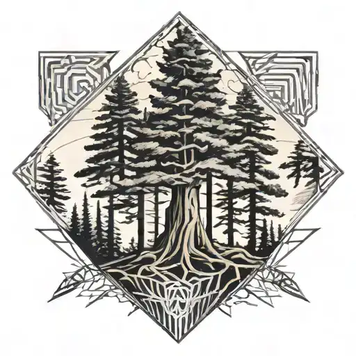 Redwood tree tattoo design idea