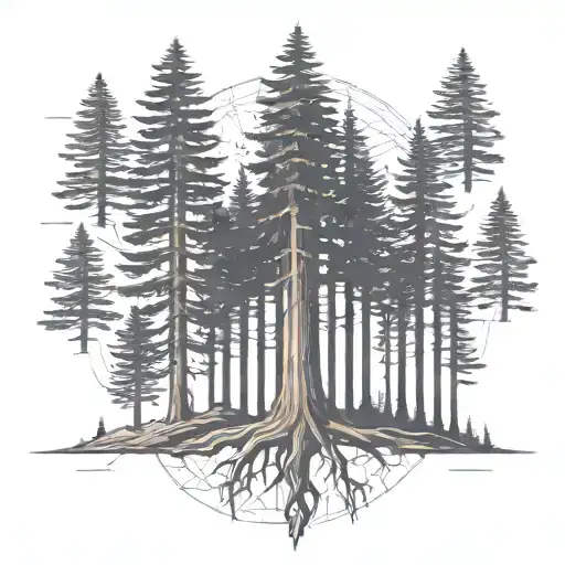 lone Redwood tree tattoo design idea
