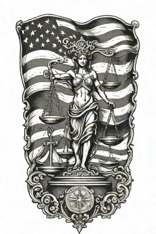Libra with american flag  tattoo design idea